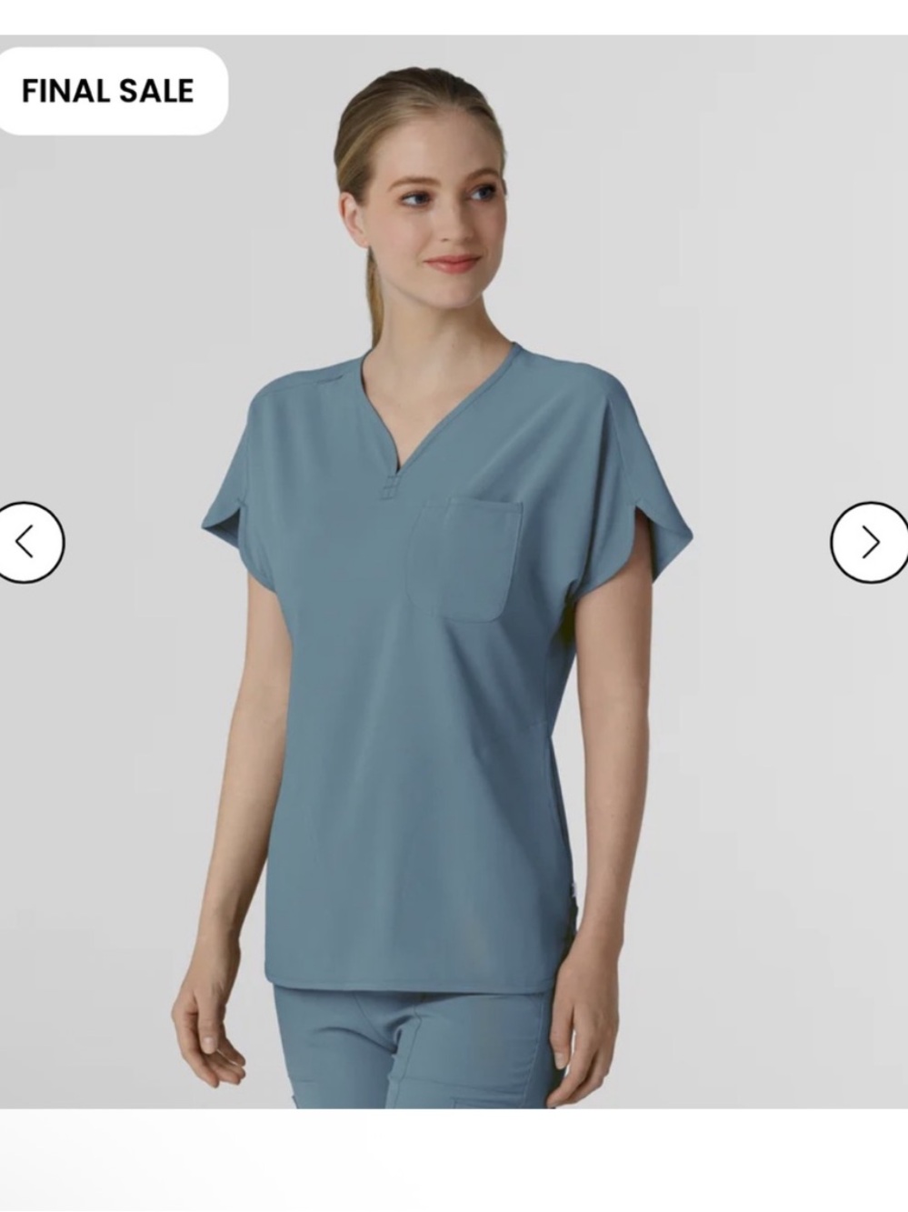 Wonderwink  wink RENEW Women’s Y-Neck Scrub Top ELEMENTAL Blue XS NEW WW6634